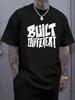 Men's Oversized 'Built Different' T-Shirt - Black & White Chest Print, Breathable Streetwear Tee