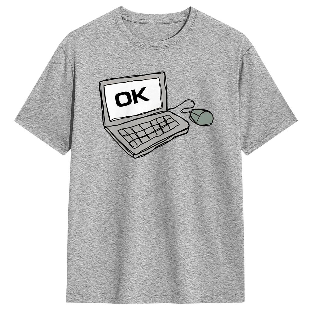 Oversized T Shirt OK COMPUTER Cotton TShirts Hippie Tee Shirt for Couple Summer Y2K Basic Pattern Short Sleeve Top Tees