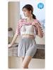 Women's Summer Three-Piece Modal Pajama Set with Bra Pads - Short Sleeve Top, Shorts, and Long Pants for Indoor/Outdoor Wear