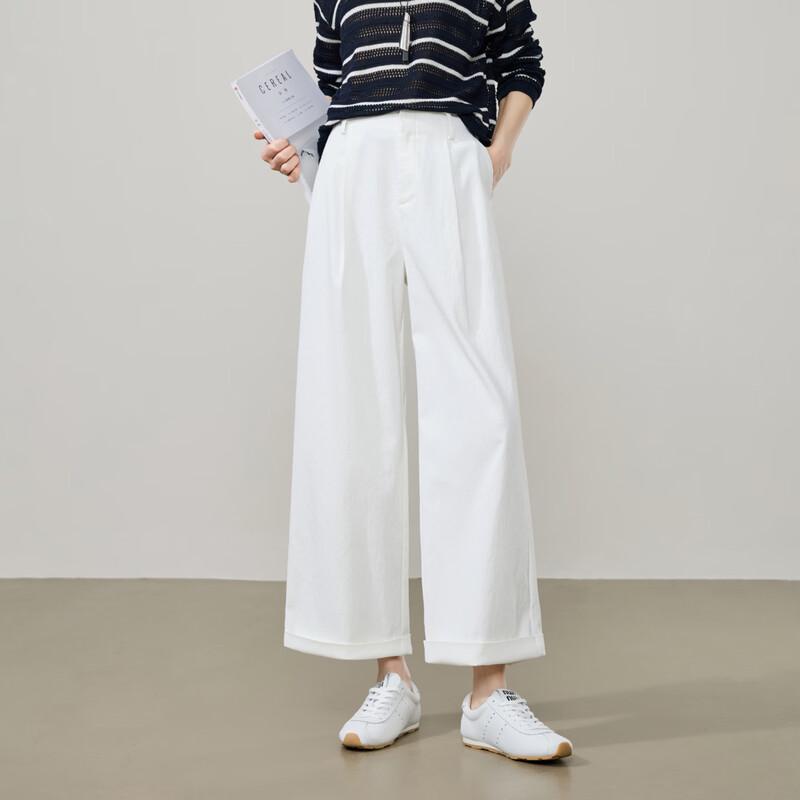 ESE-Y Women s High-Waist Cropped Straight Linen Blend Pants 31