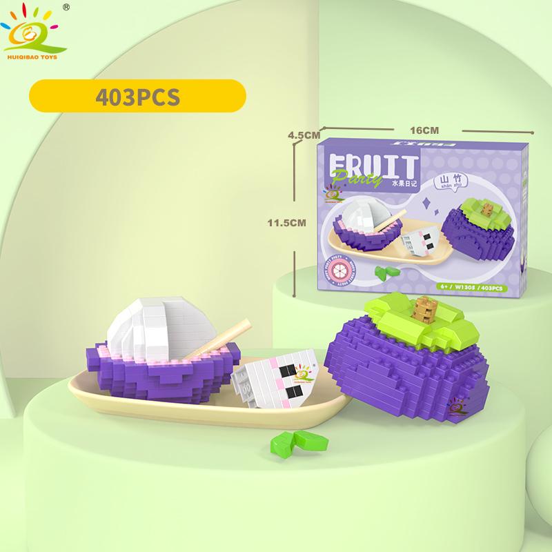 HUIQIBAO Mini Cute Fruit Micro Building Blocks 3D Diamond Model Lemon Bricks DIY City Construction Toys for Children Kids Gift