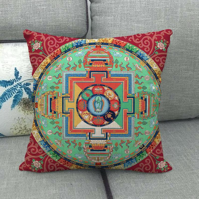 Symmetrical Bohemian Geometric Patterns Digital Printing Short Plush Pillow Covers For Car Sofa Office Cushion Cover Home Goods