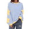 Women's Crew Neck Long Sleeve Sweatshirt A Line Fit Striped Star Patchwork Casual Spring Pullover Top