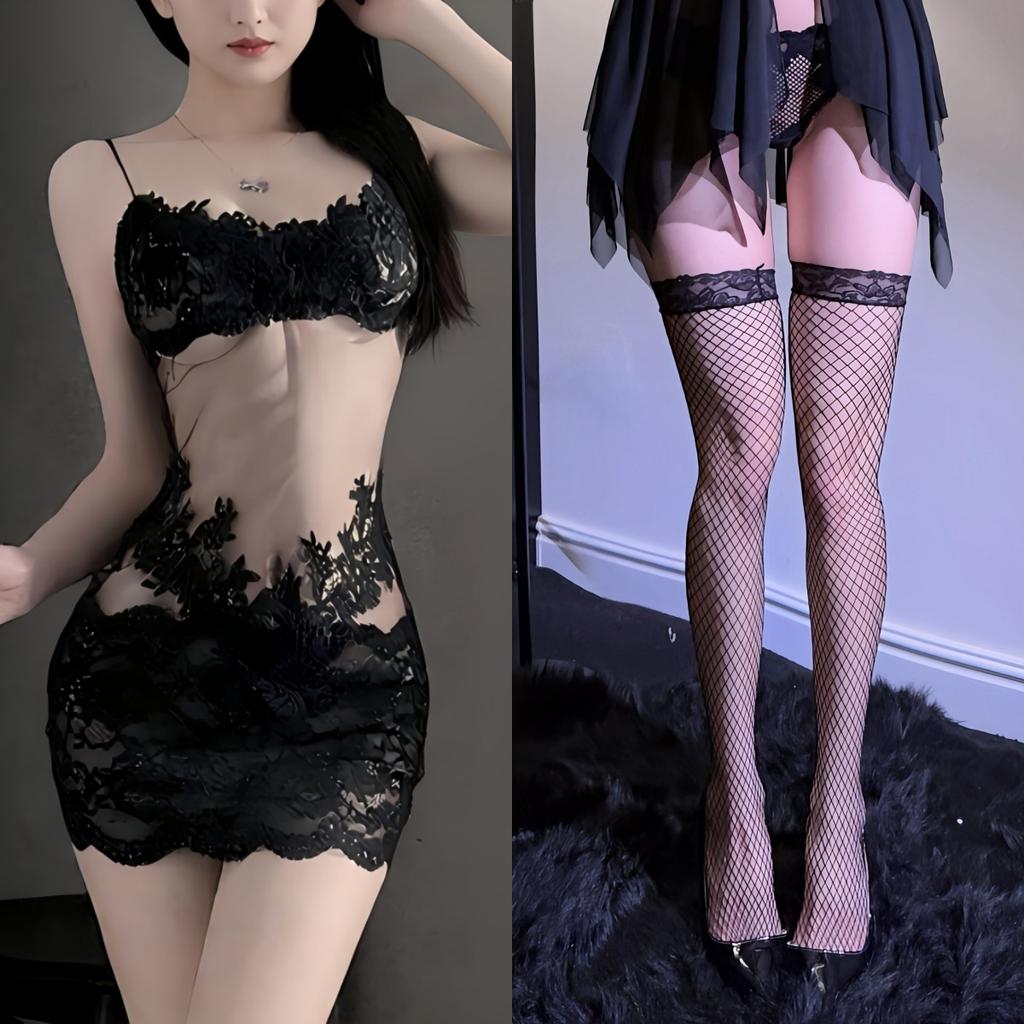 Sex underwear lace transparent sexy nightdress royal sister feeling mesh suspender pajamas women's pure desire wind embroidery summer