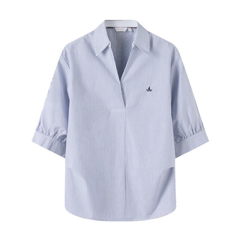 Navigare Women's Striped Cotton Half-Sleeve Shirt