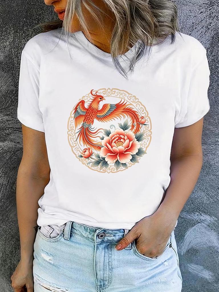 Women'S Summer Short-Sleeve Printed T-Shirts Fashionable and Casual Comfortable Flat Printing Sleeve Aesthetic Clothes