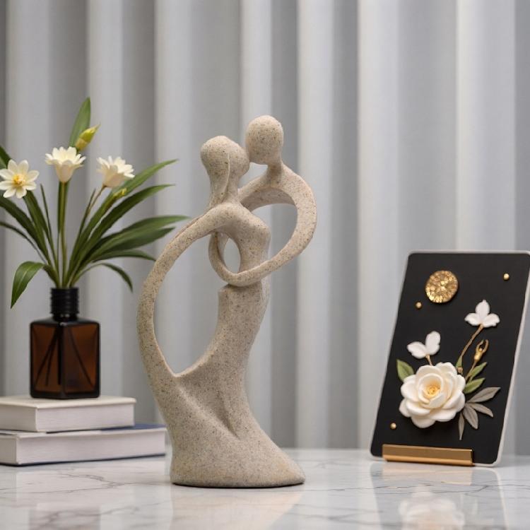Couple Sculpture,Modern Abstract Resin Kissings Lovers Statue Ornament for Living Room Coffee Table Shelf Accent Decors