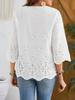 European-American Fashion Lace Trim V-Neck Three-Quarter Sleeve Shirt - Spring/Summer Collection