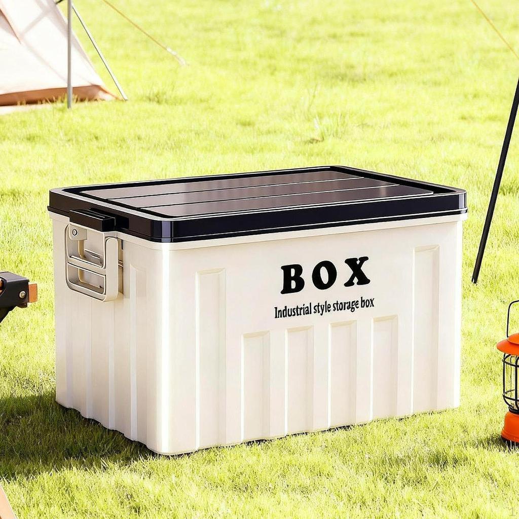 Lidded Storage Bin Container Car Trunk Organizer Utility Crate with Handles Box Lid for