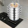 32CM Rostfritt Stål Ångkokare 5-vånings Stor Ånggryta Köksredskap m/Lock & Handtag för Grönsaker, Dumplings, Buljong, Sås