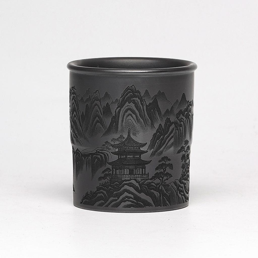 150ml Stone Yellow Engraved Hill Teacup Tea Bowl Sample Tea Cup Tea-tasting Fragrance Cup Jianzhan Master Cups Tea Service Gift