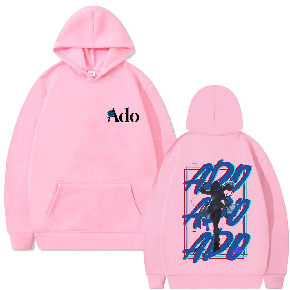 Ado Double Sided Print Hoodie Men Women Fashion Loose Oversized Streetwear Y2k Japanese Style Hoodies Male Sweatshirt