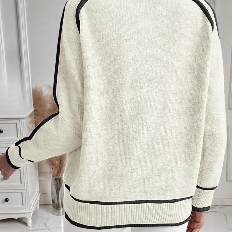 Pulover cald cu mâneci lungi, de iarnă, elegant, cu gât înalt, de culoare uni