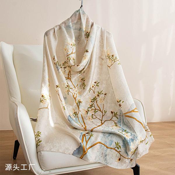 Silk scarf Korean atmosphere spring and summer new printing light mulberry silk silk scarf women's versatile big shawl