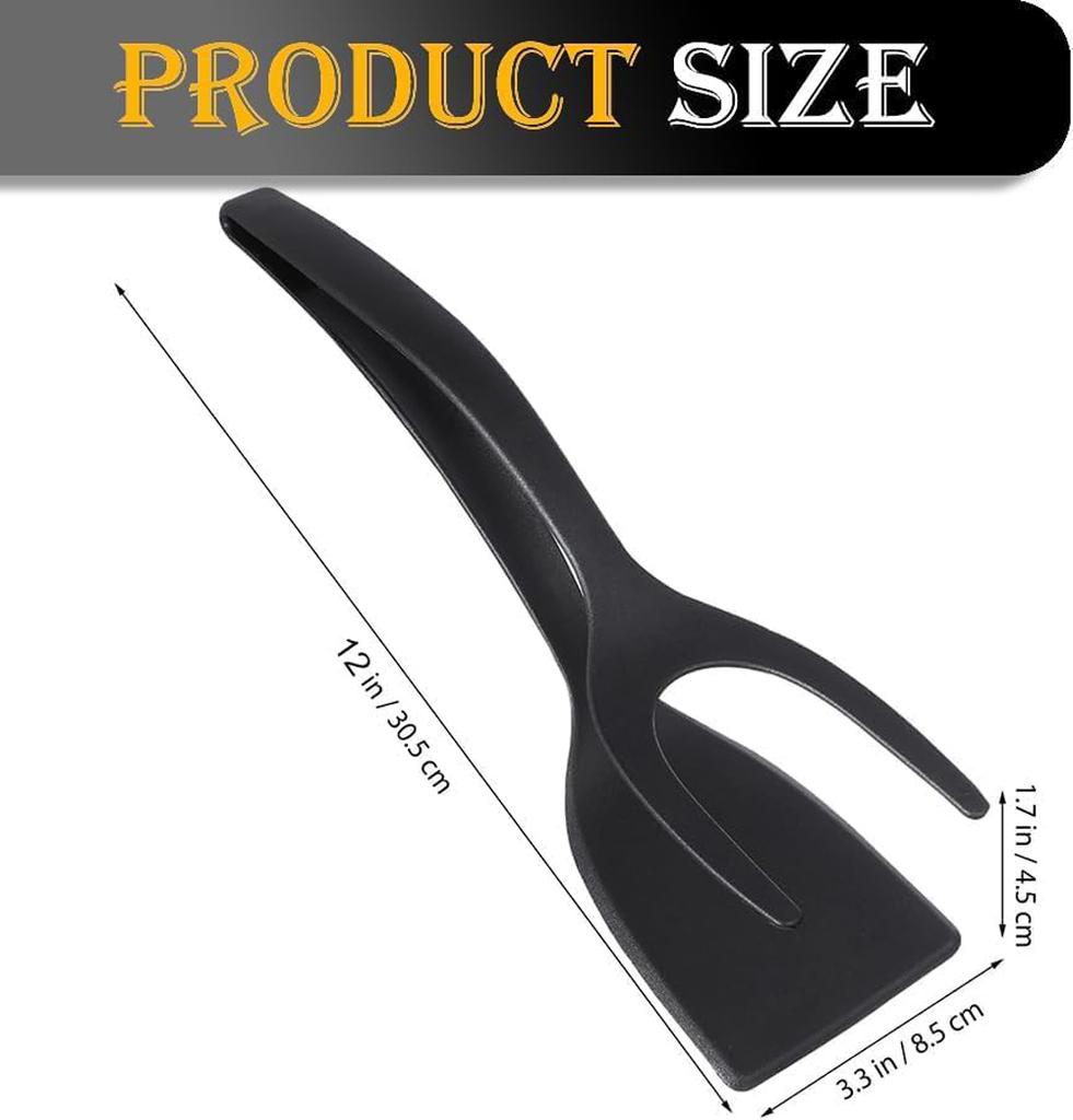 New 2 In 1 Grip Flip Spatula Tongs Egg Flipper Spatula Nylon Non Stick Coating Pancake Fish French Toast Omelet Making Tool