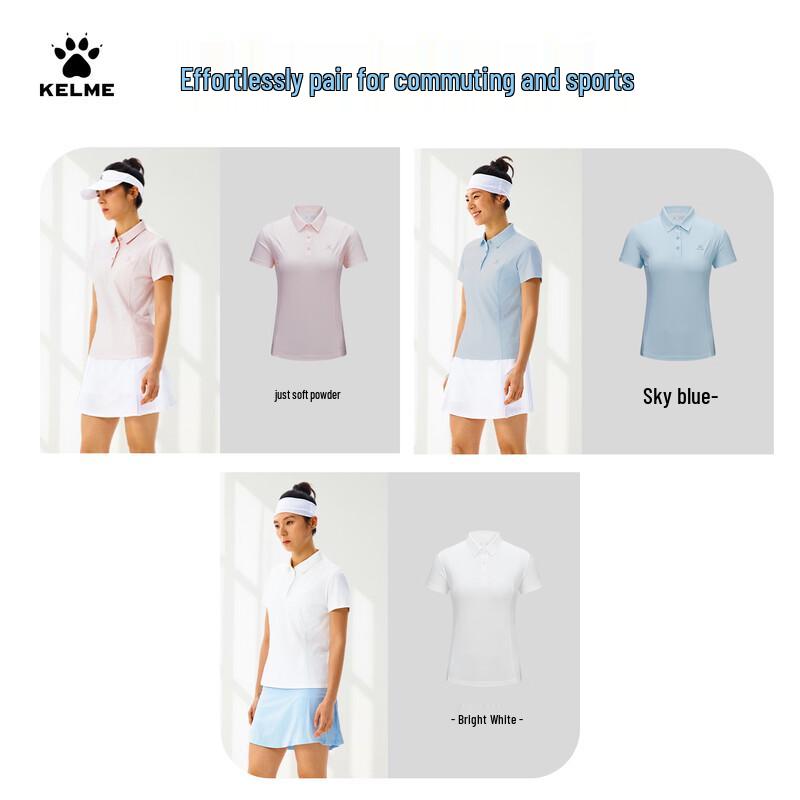 KELME Damen Kurzarm-Poloshirt mit Baumwollgefühl und Schnelltrocknung