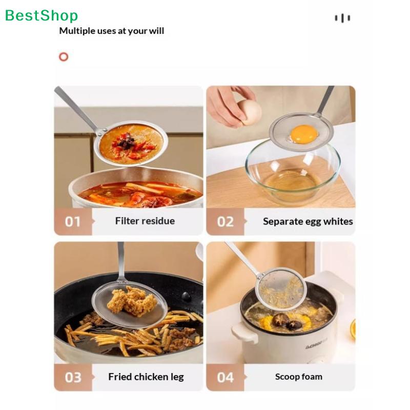 Cucchiaio Scolapasta a Maglia Fine in Acciaio Inossidabile Manico Rotondo Filtro da Cucina Scolapasta per Cucinare Mestolo per Schiumare Grasso Schiuma
