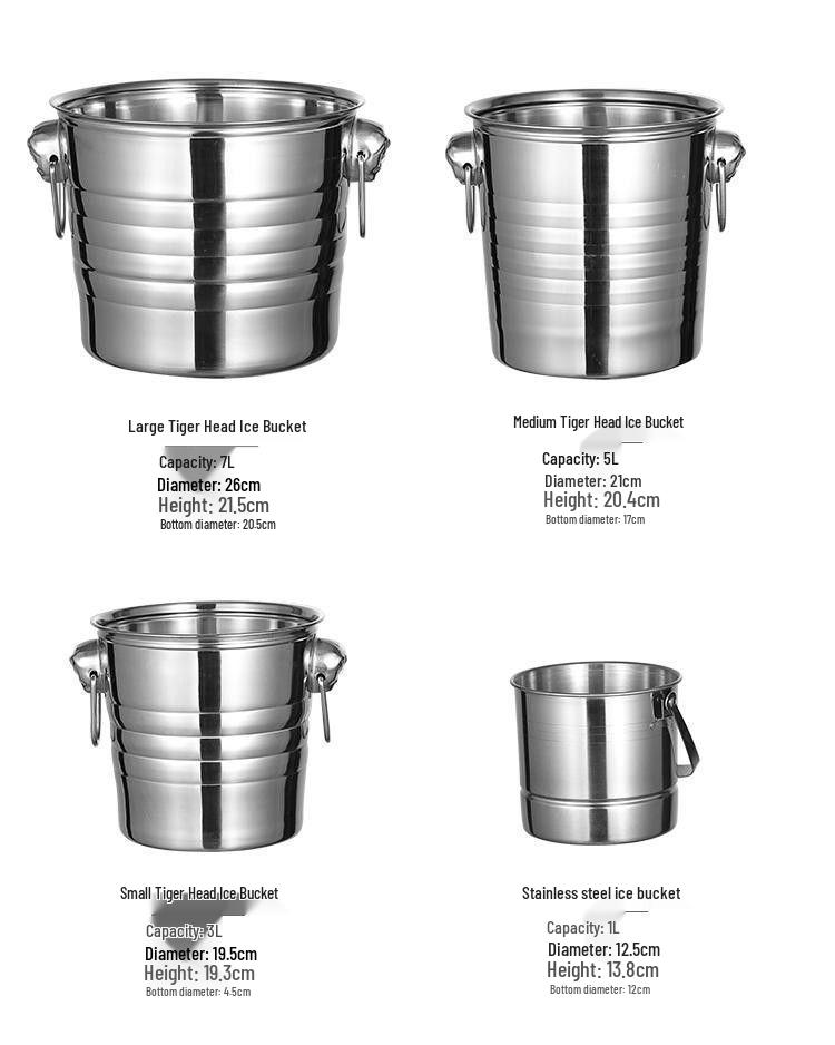 Stainless Steel Tiger Head KTV Ice and Champagne Bucket for Bars