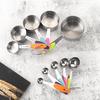 5Pcs/Set Measuring Spoon Set Clear Scale Ring Buckle Silicone Handle Stainless Steel Sugar Powder Spoon Measuring Cup Home Supplies