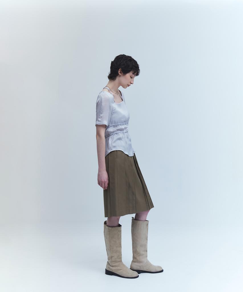 Youth Pleats Midi Skirt - Beige