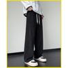 Autumn and Winter Velvet Thickened Solid Color Elastic High Waist Casual Men's Trendy Sports Loose Straight Trousers