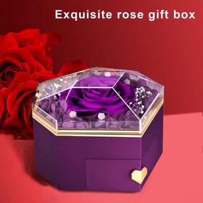 Eternal Rose Necklace Box Gift Acrylic Jewelry Drawer Box Preserved Roses Christmas Jewelry