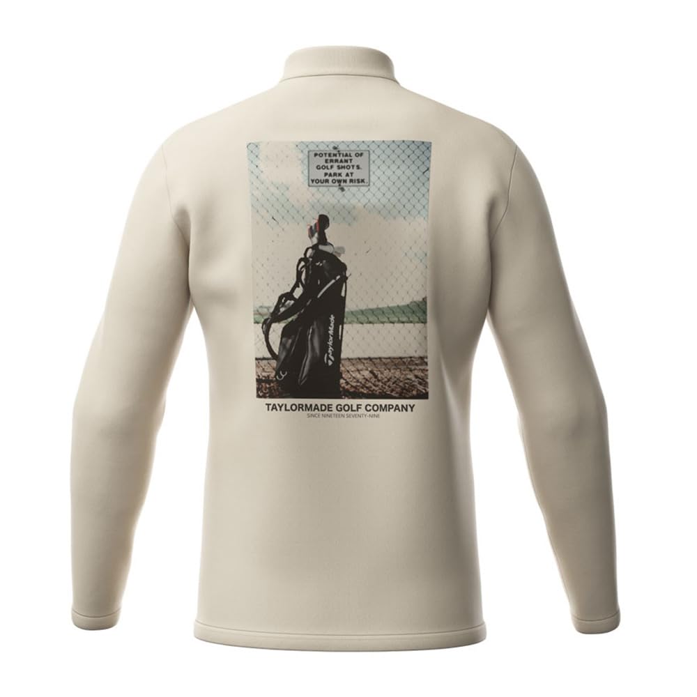 TaylorMade Men's Photo Print L/S Mock Shirt, Beige, Size 2XO, 2023FW, TL101