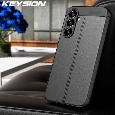 KEYSION Shockproof Case for Samsung A56 A36 A26 5G Leather Texture Soft Silicone Phone Back Cover for Galaxy A55 A35 A25 A15 5G A05S