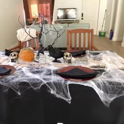 Decoraciones de Halloween Telaraña artificial Telaraña elástica Fiesta de miedo Decoración de Halloween para bar Casa embrujada Escena Accesorios