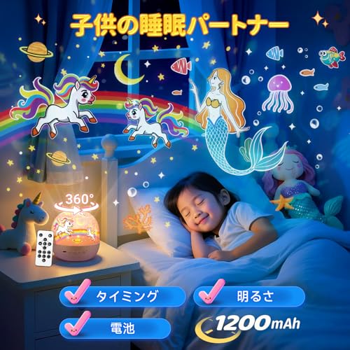 Music Box with 10 Sleep-Inducing Songs, Planetarium with 15 Projection Films for Home Use, Kids' and Babies' Music Box with White Noise, Remote-Contro