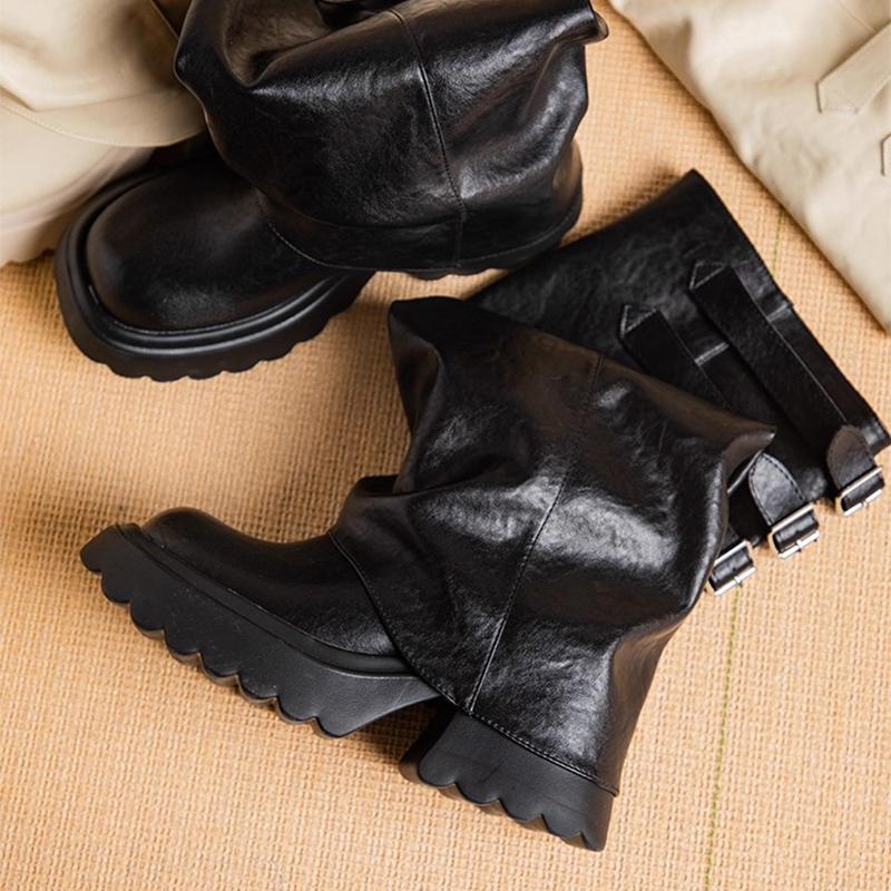 

High Heels Women High Boots Designer Chunky Shoes Winter Goth Chelsea Boots Woman 2025 New Casual Cozy Botas De Mujer 39