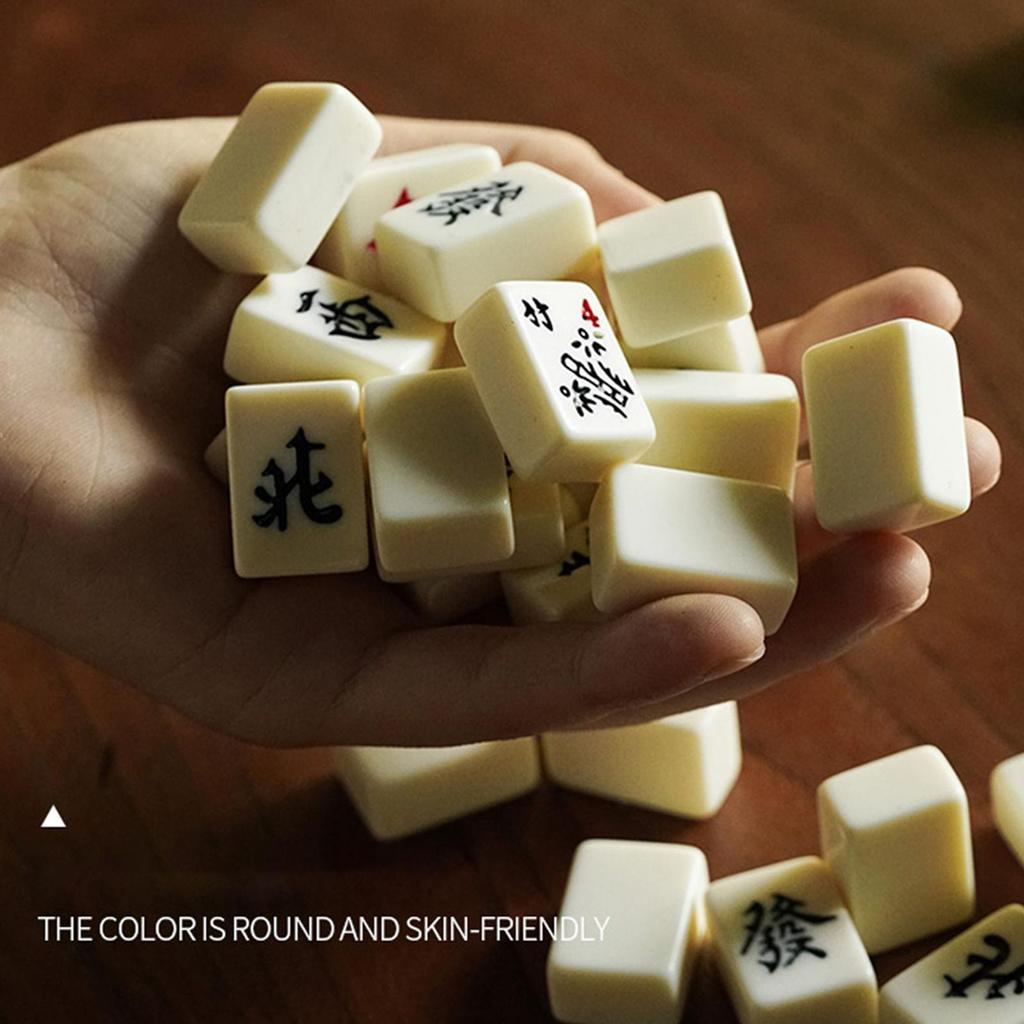 Mahjong Game Set 144 Engraved Portable Mini Tiles For Family Gathering For Chinese Style Game Play Family Friends Gathering