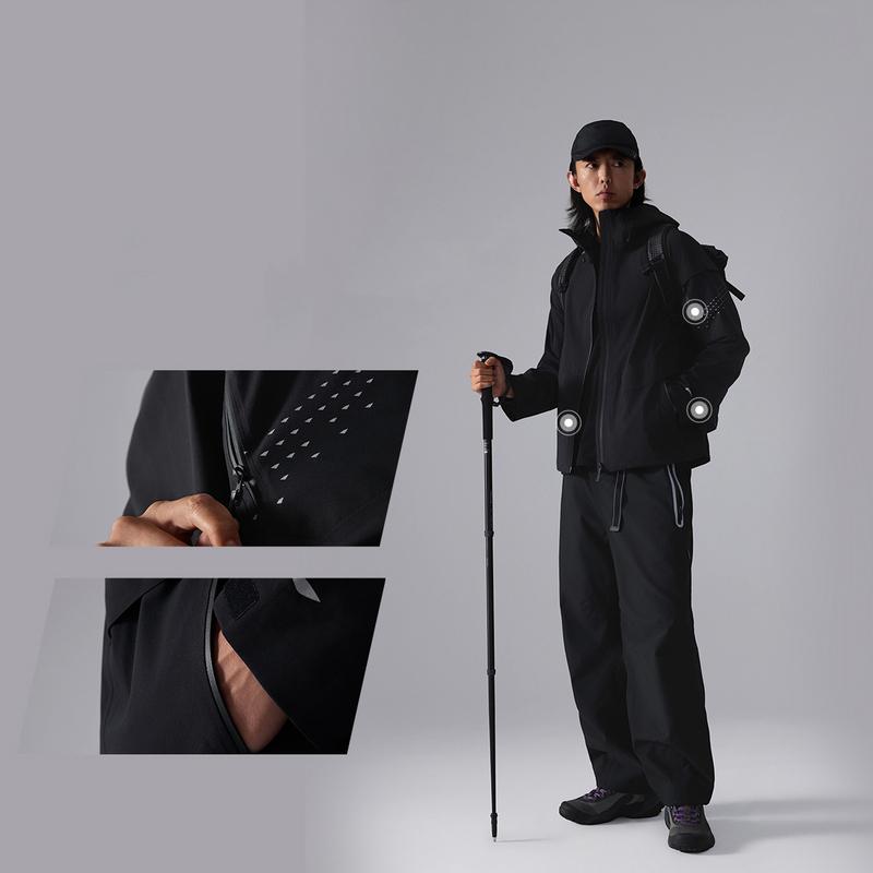Li Ning CF Su Wan Long Jia Breath Serie Winddichte Wasserdichte Wanderjacke Unisex Jacke Schwarz AEMU047-3