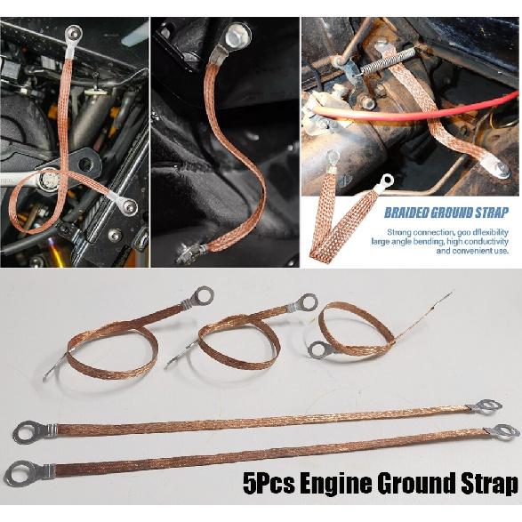 5x Engine Ground Strap Copper Cable Kit Car Truck Firewall Engine Body Universal