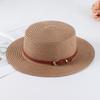 Women's Retro British Style Sun Hat with Rhinestone Letter & Leather Belt