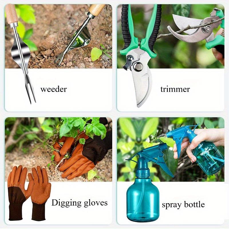 Wooden handle stainless steel garden tool set Gardening flower garden tool set