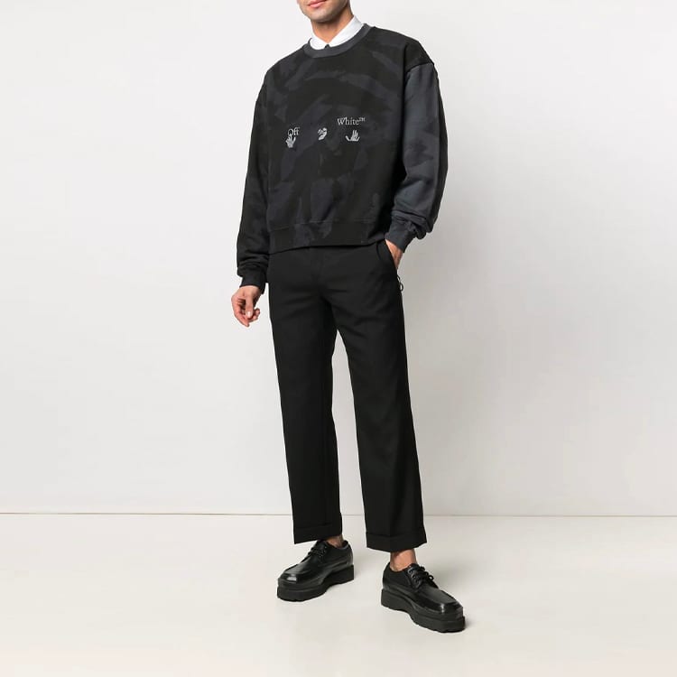 OFF WHITE SS21 Sweatshirts Herren Schwarz Rundhals Mäßig Regular OMBA035R21FLE0011009