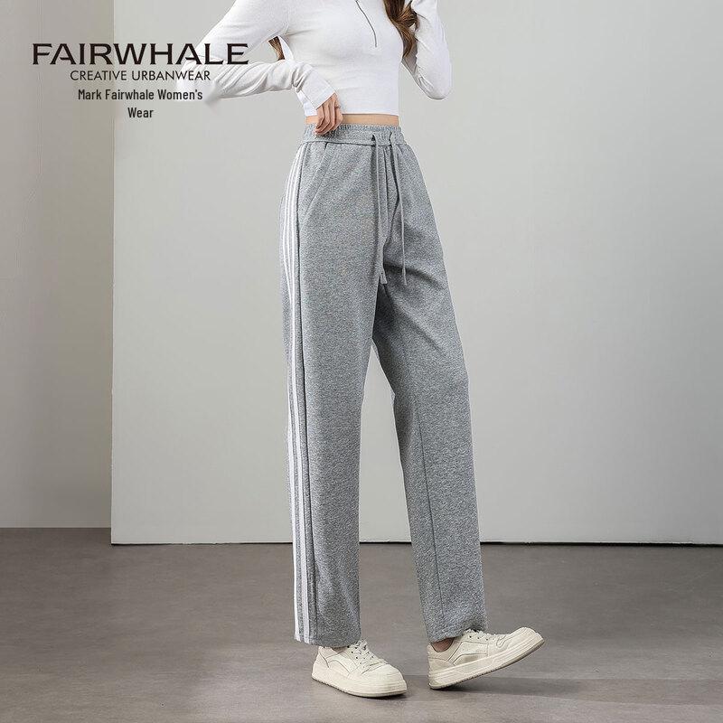Mark Fairwhale Women's Three-Stripe Casual Straight-Leg Pants