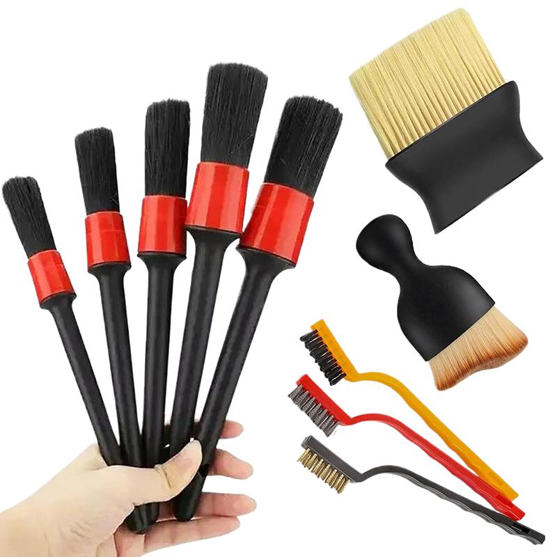 1 Set Car Cleaning Brushes Washing Glove Towel Sponge For Car Leather Air Vents Rim Cleaning Tools Detailing Brush Kit