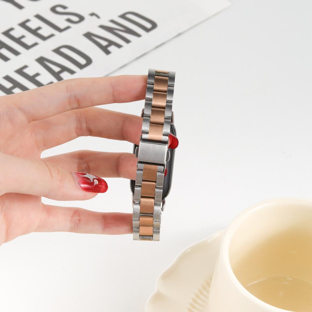 For Xiaomi Band 10/9/8 NFC Metal Stainless Steel Watch with Adjustable Strap Tool