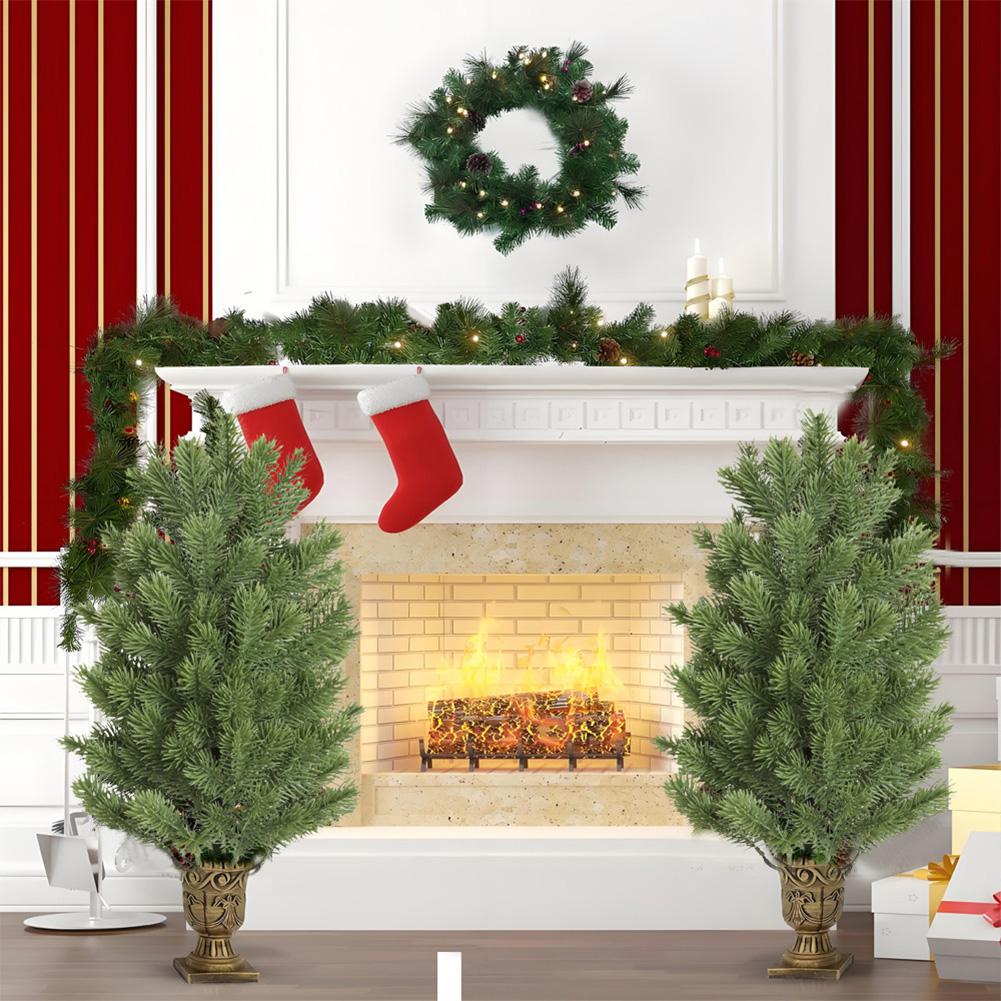 Artificial Tree With Ground Stake Realistic Bushes Plants Artificial Greenery Shrubs For Outdoor Yard Front Porch Xmas Decors