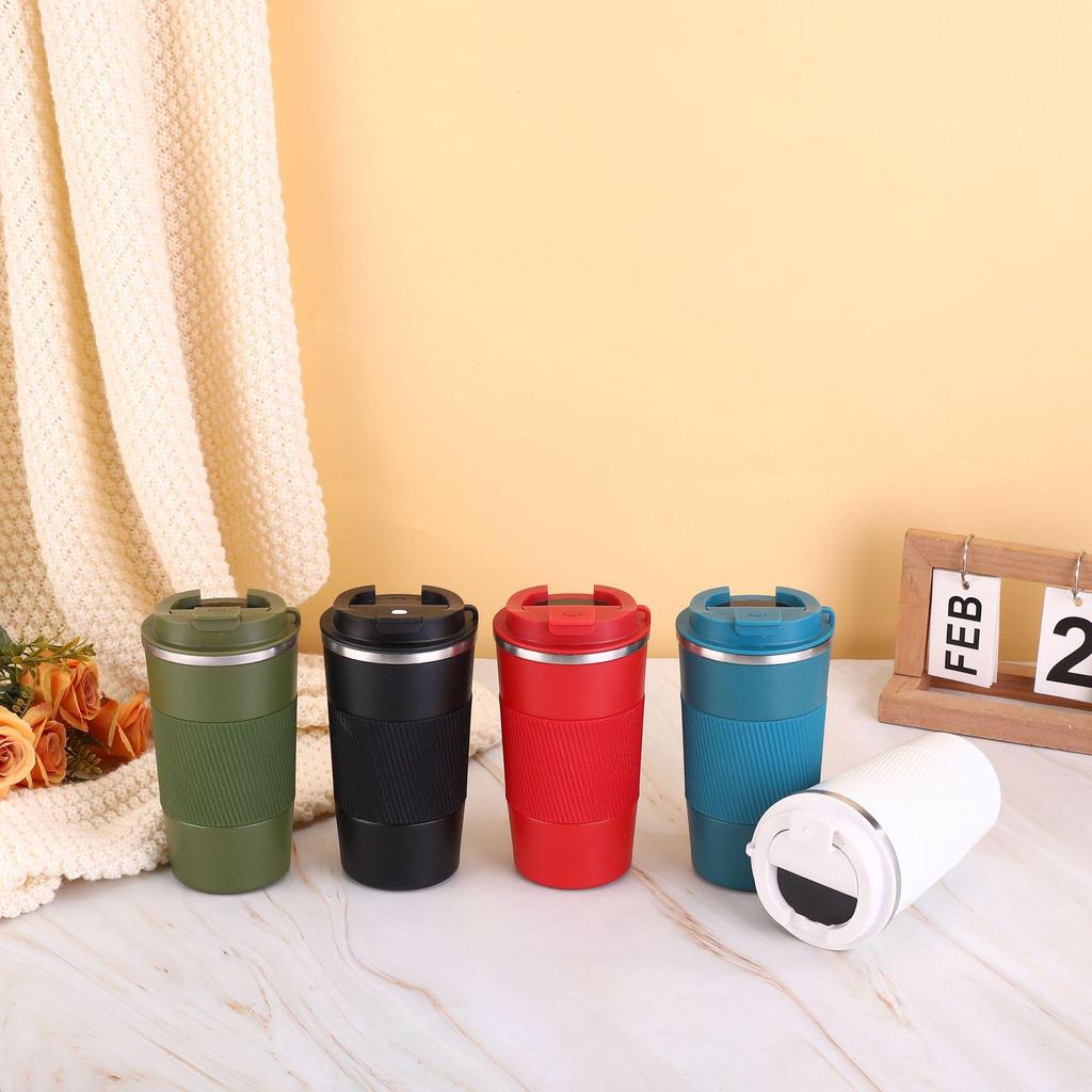304 Stainless Steel Smart Coffee Mug with Silicone Sleeve - Insulated Travel Cup for Outdoor and Car Use