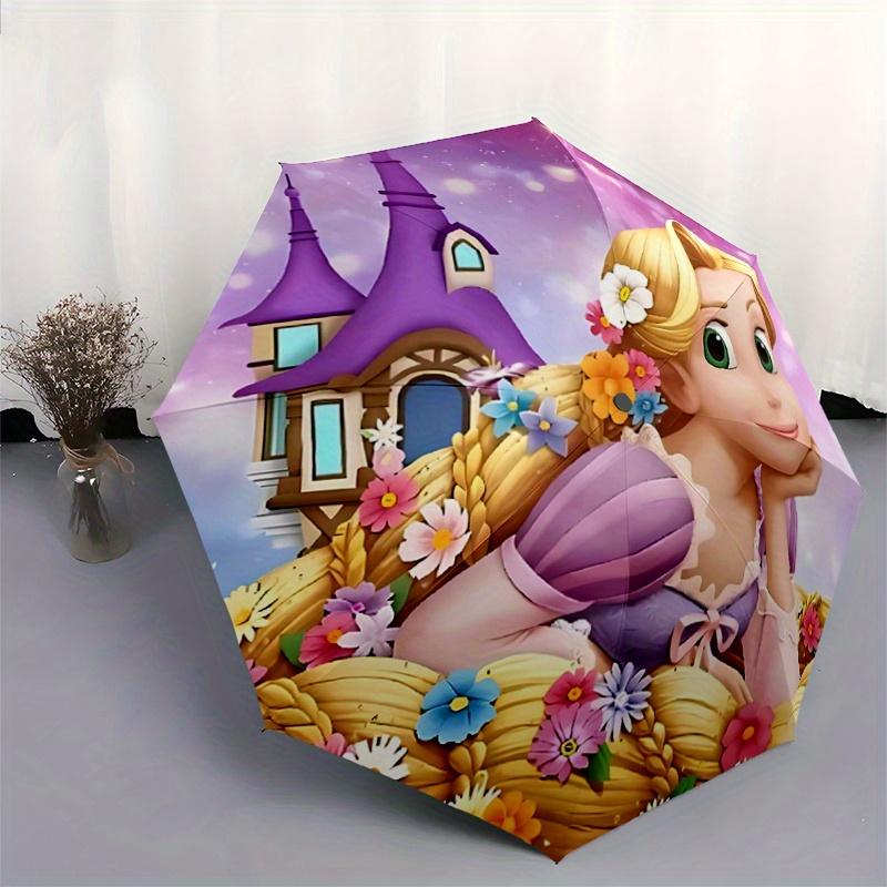 1pc Princess Rapunzel's Flower Basket: Automatic Opening/Closing Umbrella with Portable Tri-Fold Design, 8-Bone Iron Frame, Outdoor Umbrella