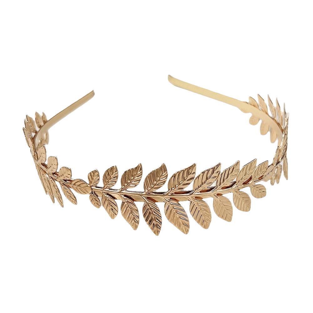 Elegant Women Tiara Golden Leaf Headdress Baroque Bridal Wedding Hair Jewelry Bridal