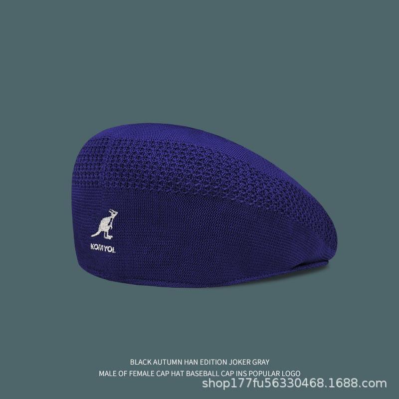 Kangaroo Wool Beret Women's Retro Fashion Forward Hat Autumn and Winter Reverse Painter Hat British Mesh Bud Hat