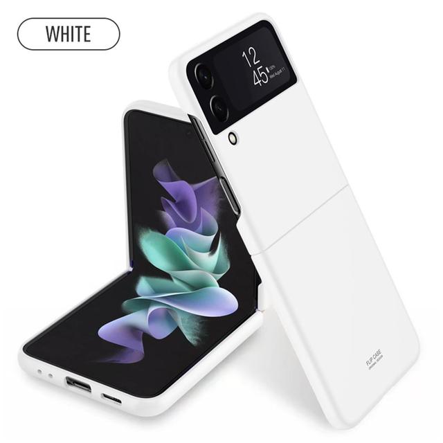 

Для Samsung Galaxy Z Flip 4 3 Zflip4 чехол Роскошный ультратонкий кожаный матовый складной противоударный защитный чехол для ПК Жесткая задняя крышка For Z Flip 3 белый
