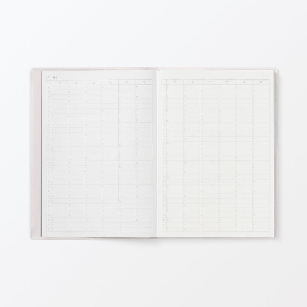 MUJI Starting on December White 84854217 Monthly/Weekly Planner, Monday, 2025, B6, Gray,