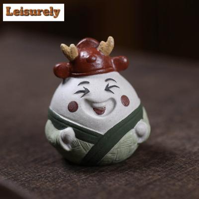 Yixing Zisha Zongzi Human Dragon And Phoenix Tea Pet Elegant Fish Tank Landscaping Tea Figurine Play Toys Tea Statue Ornaments