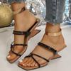 Fashion Fashion Gold Narrow Band Slides Women 2025 Summer Cross Strap Square Toe Slip On Sandals Silver Novelty Strange Heel Slippers