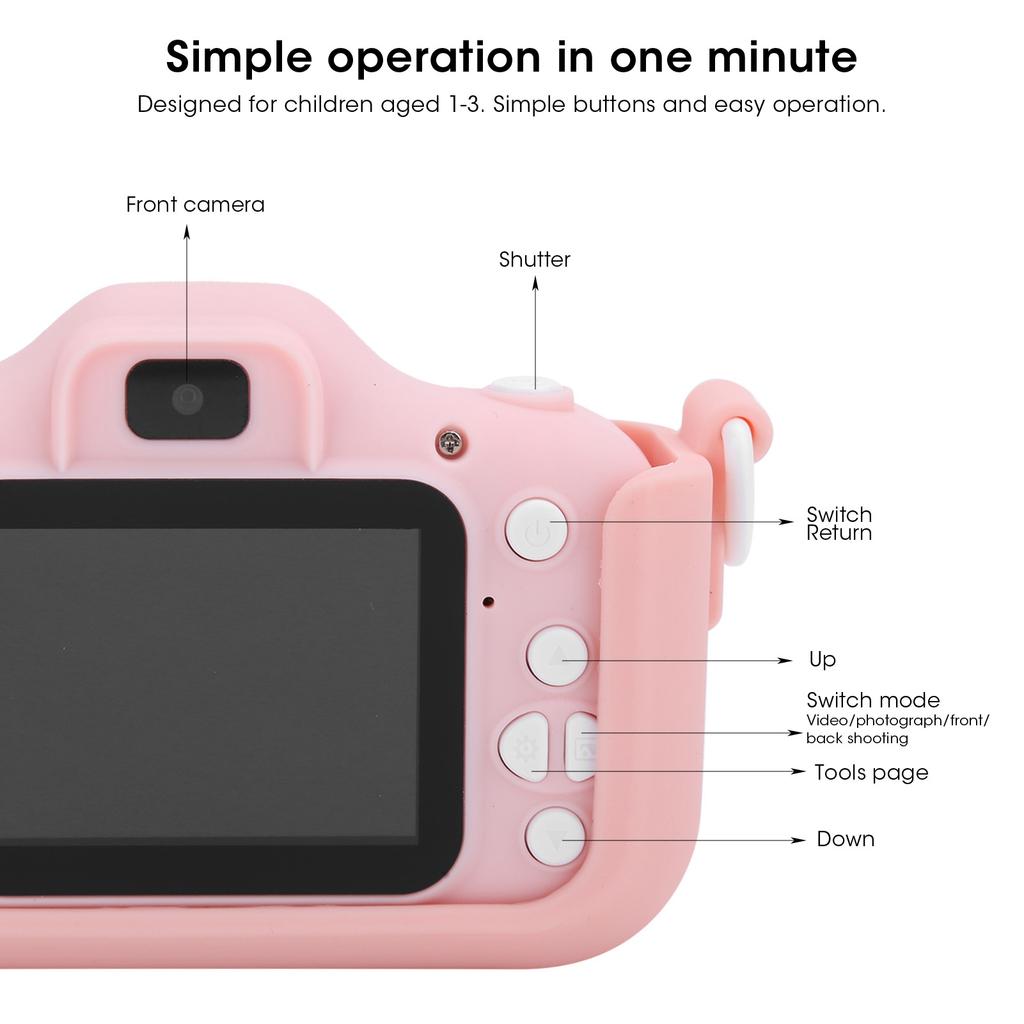 Children Digital Camera Video Recorder Kids 12MP Dual Lens with 32G Memory Card and Card Reader